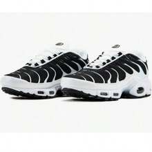 Promoçao Tenis Air TN Plus Max Premium Vapor Bolha Amortecedor Molas Festa Academia e fitness Treino Corrida.  Desportivo    Amarrar  Tecido vazado    Academia e fitness - BRANCO E PRETO - Visão 3