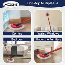Spin Flat Mop Pad Replacement Compatible With O Cedar Mop Head Replace Flat Triangle Mop, Wet Damp Dry Sweeping Pads Washable, Microfiber, 4 Mopping Pads And 1 Mop Base - 白色 - 查看 8