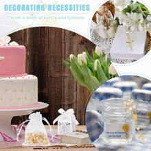 Bộ 100 món quà rửa tội, bao gồm chuỗi hạt mini, hộp quà, túi organza, thẻ cảm ơn - Quà tặng Công giáo (Màu bạc) - Nhiều màu - Xem 9