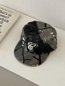 Vintage Flat Top Embroidered Letter Cap, Casual Versatile Leopard Print Flat Brim Baseball Cap, Unisex - Multicolor - View 19