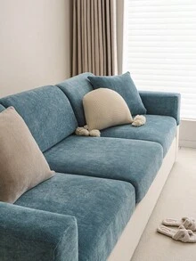 1pc Chenille Sofa Cover, Anti-Scratch, Anti-Slip, Elastic, Suitable For 1-4 Seater Sofa - Navy Blue - View 10