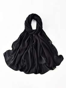 1 Stück Damen Einfarbiger Chiffon Hijab mit Kettenkante, leicht & atmungsaktiv, Kopftuch mit metallischer Kontrastfarbe-Kette, vielseitig & UV-schützend, geeignet für den täglichen Gebrauch - Verschiedenfarbig - Übersicht 11