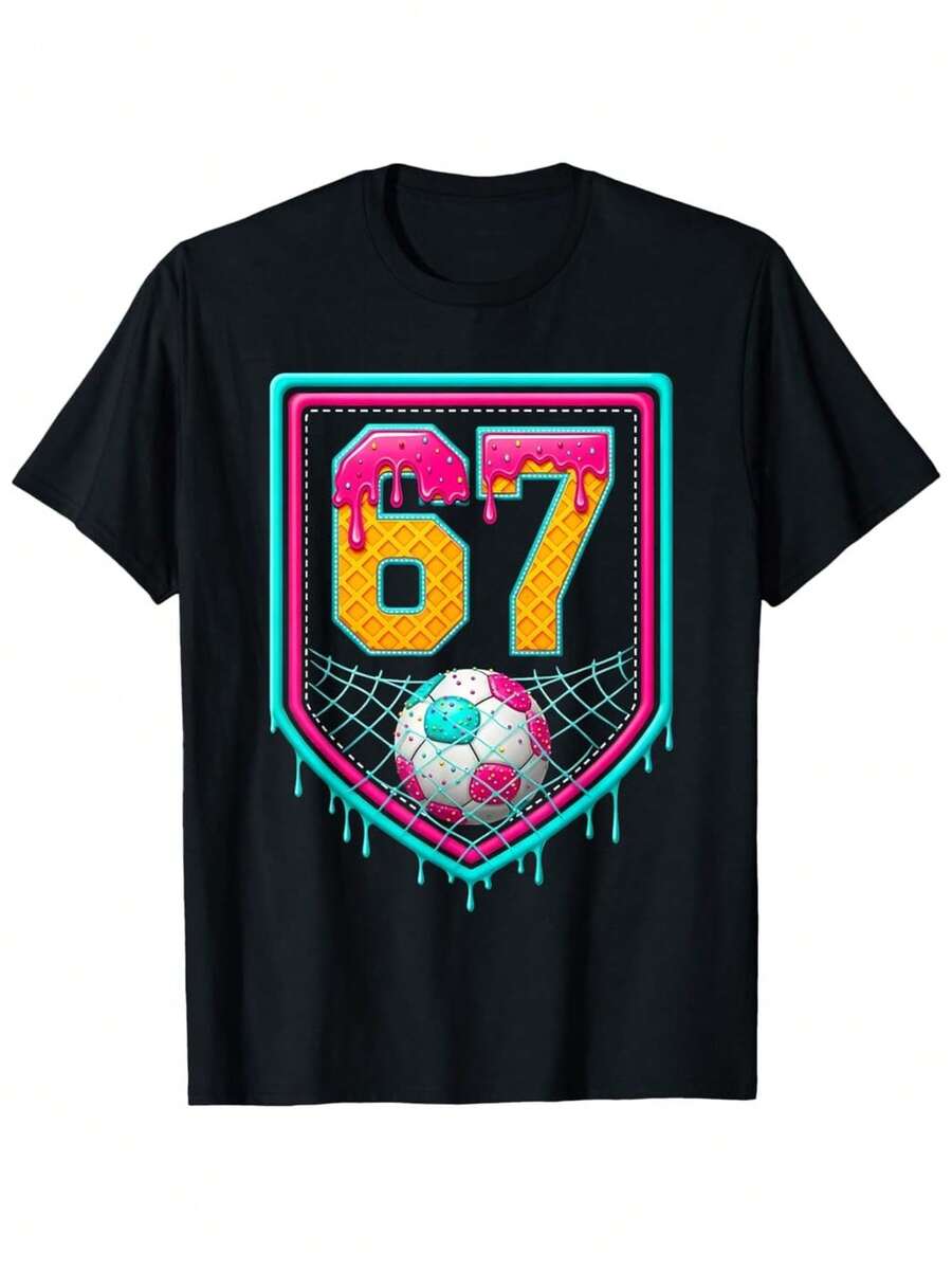 Soccer Drip Number 67 Soccer Player T Shirt - Black - View 1