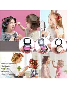 儿童化妆玩具，适合女孩，扮演公主化妆包手提包套装 - 彩色 - 查看 9