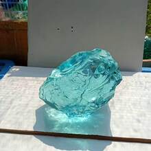 Natural Aqua Blue Andara Crystal Glass Boulders - Rough Monatomic Transparent Gemstones, Bohemian Smooth Crystallized Rocks For, Holiday & Christmas Gifts, Aqua Blue Stone Collection - Blue - View 8