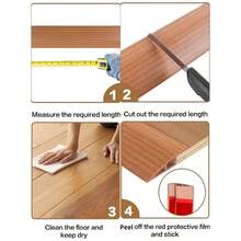 1pc 7cm/2.75in Self-Adhesive PVC Door Threshold Protector, Wood Grain Floor Transition Strip, Scratch-Resistant Door Floor Transition Strip, Home Self-Adhesive Door Threshold Ramp Design, Decorative Speed Edge Guide For Wood Flooring And Carpets, Suitable For Carpet Edging, Protecting Tile And Floor Joints, Decorative Home Decor - Multicolor - View 6