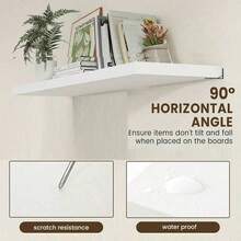 1pc Wall Mounted Floating Shelf, One-Piece Partition Shelf, No Drilling Required, Wall Decor Rack For Living Room, Dining Room, TV Wall, Storage Organizer - White - View 2