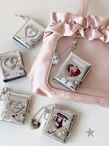 1本闪亮2英寸银色心形镂空相册，卡通星星贴纸收纳册，签名/身份证卡夹 - 彩色 - 查看 8