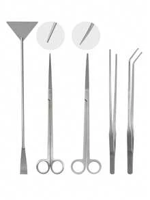 5pcs Stainless Steel Aquarium Tool Set - Long & Durable Aquarium Tweezers, Scissors, Algae Scraper, Feeding Tongs, Suitable For Aquarium Plant Cleaning & Trimming, Reusable - Aquascaping Tools - View 11