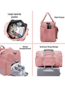 1个哑铃图案健身旅行包，多功能健身手提包/背包，大容量休闲尼龙旅行包，轻便，适合健身房、运动、短途旅行 - 彩色 - 查看 6