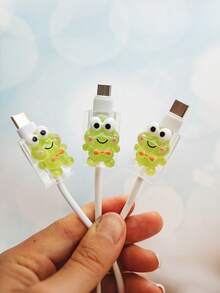 Protector de cable encantador de rana para carga de teléfono móvil, protector de cable de carga, salvacables, protector de cable de teléfono con diseño de rana para amantes de los animales, regalo para mejor amigo, regalo pequeño y lindo para cumpleaños, boda, San Valentín, Día de la Madre, Día del Padre - Multicolor - Ver 3