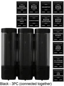 1 bình đựng xà phòng treo tường cho phòng tắm, có thể chứa sữa tắm, dầu gội và dầu xả - Thích hợp cho rửa tay, tắm và chăm sóc tóc - Bình có vòi bơm kèm khay đựng xà phòng, kiểu dáng khách sạn, không cần khoan, gắn tường ba ngăn. Thích hợp cho phòng tắm, nhà bếp, siêu thị, khách sạn và nhà hàng. - Nhiều màu - Xem 13