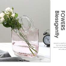 1件INS风玻璃花瓶手提包，透明玻璃手提包花瓶，流行花篮装饰，轻巧奢华创意鱼缸花瓶，客厅中心装饰品 - 彩色 - 查看 8