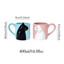 Cute Cat Couple Ceramic Mug, High-Quality Gift For Valentine's Day, Birthday, Coffee Cup - Multicolor - View 3