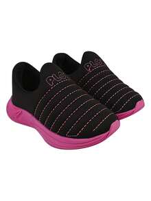 Ploc Colors Easy-To-Wear Slip-On Jogging Sneakers For Back To School, Anatomical Design (PINK SOLE) - 黑色 - 查看 2