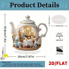 1 mô hình gia đình thỏ 2D phẳng đang thưởng thức trà chiều, thích hợp để trang trí bàn, đa năng cho lễ Phục sinh, nhà cửa và văn phòng, món quà lý tưởng. - Nhiều màu - Xem 2