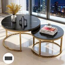 Nesting Coffee Tables Set Of 2 Round Stacking Sofa Side Tables For Living Room - White - View 6