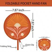 4 Pack Foldable Hand Fans Round Handheld Cooling Fans For Weddings Concerts Travel Events Indoor And Outdoor Use - Màu đỏ gạch - Xem 2