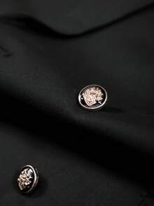 2pcs New Men's Suit Set, Notched Lapel Double-Breasted Design, Elegant & Comfortable Men's Blazer + Pants - Black - View 5