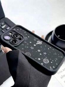 1pc Fashionable Alien Space Print Planet & Star Design Shockproof Protective Phone Case, Suitable As Holiday Gift Compatible With Apple Xs/Xs Max/Xr/11/12/13/14/14 Plus/15/15 Plus/16/16 Plus/7/8 Plus - Multicolor - View 2