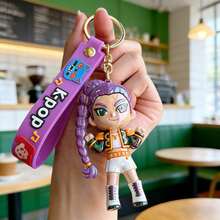 1个全新电镀钥匙扣，KPOP鬼灭之刃女团钥匙扣，卡通娃娃包包挂饰钥匙圈，小礼物 - 彩色 - 查看 16