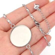 2pcs/Pack Stainless Steel Time Gem Tray Bracelet Charm Pendant 12/16/18/20/25mm Tray Lobster Clasp Chain Bracelet Blank Cabochon Base Jewelry Making Supplies