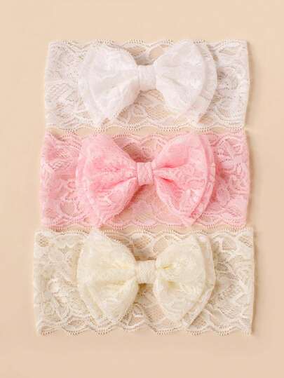3 st babyspetshårband med dubbla lager och rosett, vår/sommar