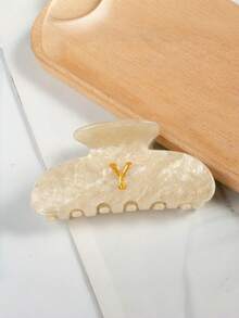 1pc Minimalist Personalized Creative Letter Acetate Hair Claw Clip, Elegant Elegant Versatile Bun Claw Clip Hair Accessory