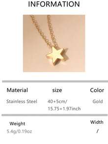 VJS 1PC Minimalist 304 Stainless Steel Star Pendant Necklace Unisex Sweater & Clavicle Chain Ideal Gift For Middle East Men & Women - Star - View 10