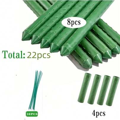 8 Plant Stands (40 Cm / 17.5 Inches Each): Includes 10 Tie Wires And 4 Connecting Tubes, Supporting Your Indoor Plants, Flowers, And Vegetables With Durable Plastic-Coated Steel!