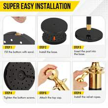 Techigher Stanchion Posts Queue With Black Velvet Rope, 5 Ft Black Carpet Ropes And Poles, Crowd Control Barriers Queue Line Rope, Barriers For Party Supplies - Black I 2 Pack I 1 Rope - View 6