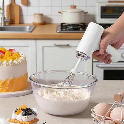 便携式手持搅拌机、厨房搅拌器、电动奶泡器、强力手持奶泡器、食物搅拌机、咖啡搅拌机、打蛋器、不锈钢饮料搅拌机（白色、粉色、紫色）