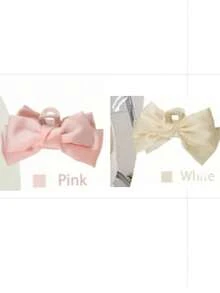 3pcs/Set Women's Pink, Black, White Elegant Bowknot Large Hair Claw Clips - Multicolor - View 9