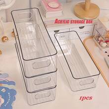 4个亚克力透明桌面收纳盒，长方形窄款，适用于收纳小物件，大容量，宿舍适用 - 彩色 - 查看 5