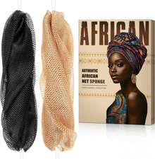 African Net Sponge Authentic - Back Scrub Exfoliating Net Sponge With Knots - 2 Pieces African Bath Sponges For Body Scrubber Exfoliator - Back Washer For Shower Accessories - ColorA - View 1