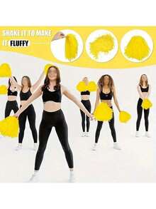 2/6个带丝带的啦啦队彩球，舞蹈表演道具，方块舞游戏道具，适用于足球、篮球、美式橄榄球和体育表演、团队运动、舞蹈和啦啦队表演