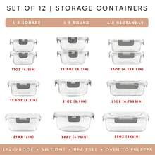 Glass Food Storage Containers With Lids 12pcs, Glass Meal Prep Containers With Lids, Meal Prep Containers Reusable Glass Glass Lunch Box With Lids Clip Lock Glass Food Containers - Grey - View 12