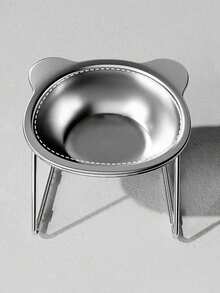 Stainless Steel Cat Bowl, Slanted Pet Food Water Bowl, Protective Neck Design