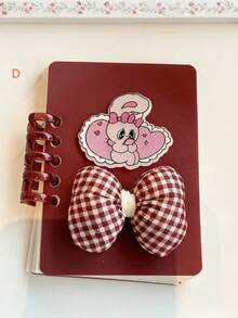 1本可爱兔子蝴蝶结可拆卸螺旋笔记本，迷你便携便签本