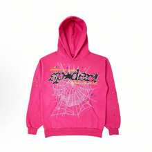 SP5DER Hoodie Cobweb Pattern Spider Worldwide Tracksuit Unisex Sweatshirt Men Women Graphic Outwear, Tracksuit Pullover Sweatshirt For Women Men Matching Hoodies For Couples - Rose red/set - 查看 3