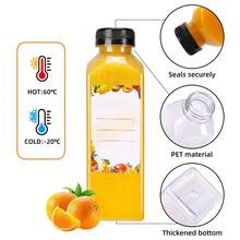 Tomnk 12/36/72pcs 16oz Plastic Juice Bottles With Caps, Reusable Juicing Bottles, Clear Empty Containers For Drinks, Smoothies And Other Beverages - clear - View 4