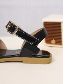 Children's Fashionable Summer Flat Sandals, One-Piece Sandals, New Stylish Elegant Minimalist High-Value - Black - View 8