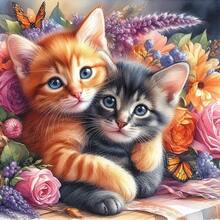 5D Diamond Painting Cute Kitten Set, Full Round Diamond Wall Art Decor - Multicolor - View 1