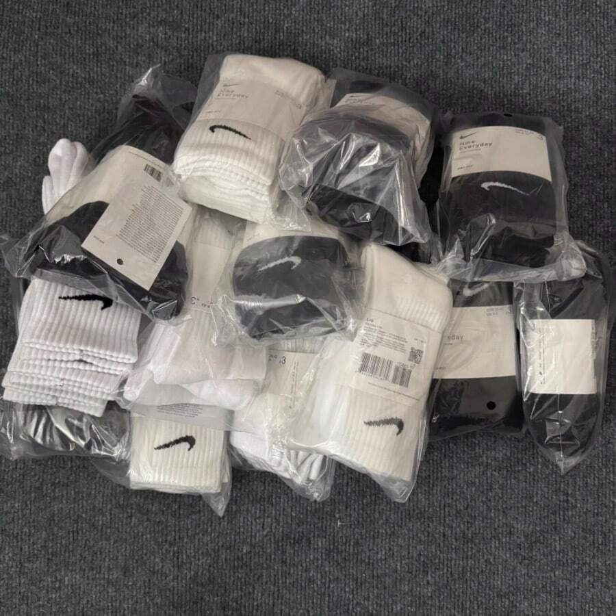 Nike 3双耐克高帮运动袜，男女通用，加厚毛巾底，透气，四季皆宜，白色SX7664-100，黑色SX7664-010 - 白色長襪SX7664-100 - 查看 1