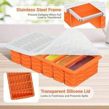 1/2 Cup Silicone Freezer Molds With Lid, 2-Pack Silicone Freezer Trays For Soup, Sauce & Broth – Meal Prep Containers, Large Ice Cube Tray, Oven & Dishwasher - 2 màu xanh hồ + 2 màu xanh lá cây - Xem 4
