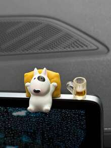 Cute Lazy Bull Terrier Car Accessories Interior- Adorable Dashboard Figurine With Relaxed Pose Auto Ornament For Girls Heartwarming Vehicle Accessories - A - View 2