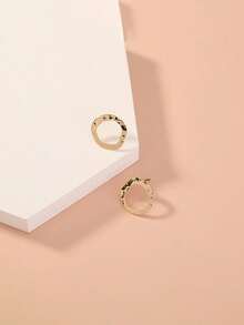 1 par de pendientes de aro geométricos asimétricos minimalistas y de moda para mujeres, adecuados para uso diario - Dorado - Ver 5