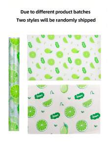 4 片装柠檬图案冰箱垫，可水洗、防水、防油，适用于冰箱搁架、冷冻室、橱柜抽屉，以及家庭厨房收纳整理。