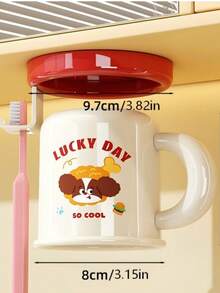 1pc Cute Pet Pattern Wall Mounted Toothbrush Holder Cup With Toothbrush Hook, Bathroom Vanity Storage Cup, Wall Mounted Toothbrush Cup - Multicolor - View 10