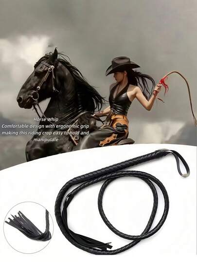 1pc Western Cowboy Whip - Heavy Duty Cowboy Whip With Ergonomic Handle And Hanging Loop - Long Shaft Design Suitable For Dressage, Obstacle Course, And Western Riding - Durable And Versatile Training Whip With Realistic Crack Sound - Ideal Gift For Equestrian Enthusiasts And Equestrian Events - Suitable For Horses, Western Performances, And Costume Parties